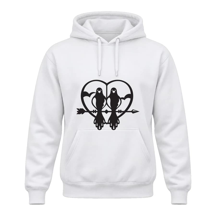 Hoodie — Cœur au trait — الأمام — أبيض